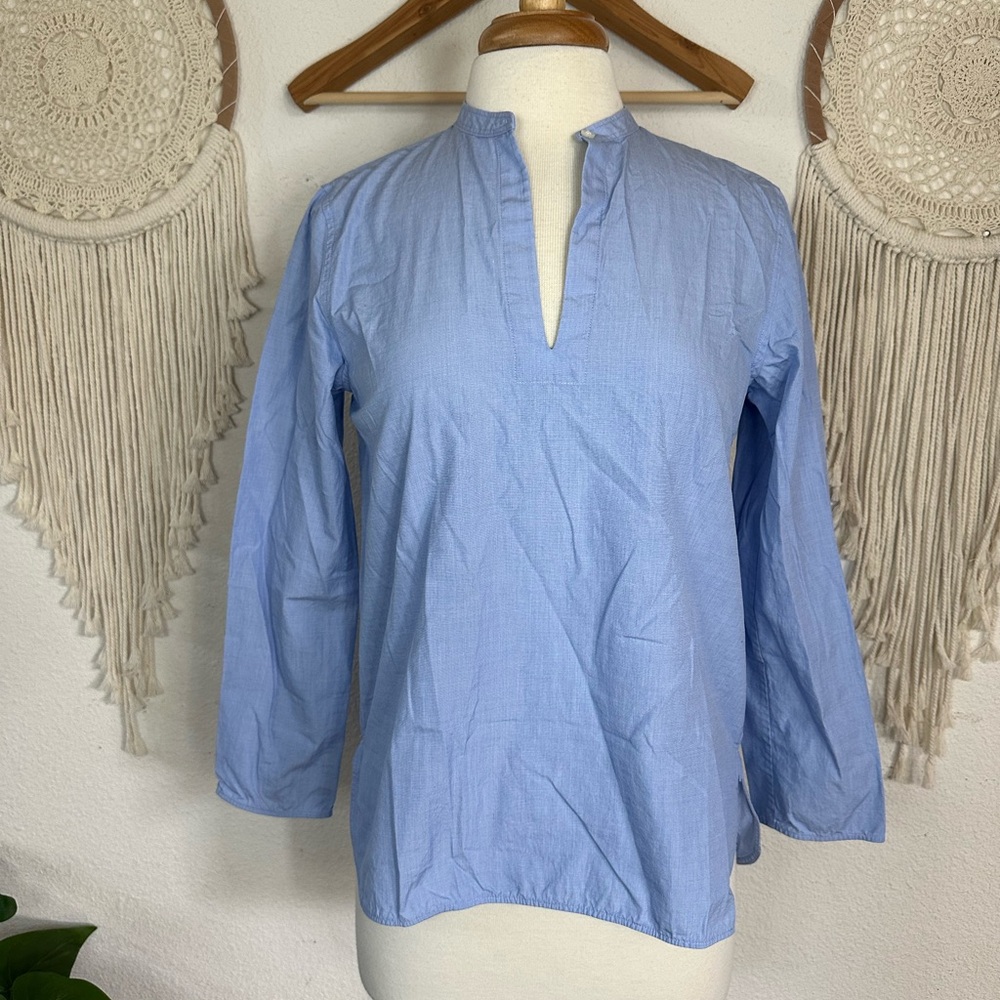 Everlane 3/4 sleeve Light Blue Long Sleeve Blouse size 6